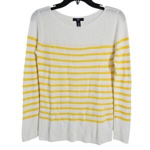 Gap Yellow Striped Ribbed Sweater Womens Size Extra Small XS